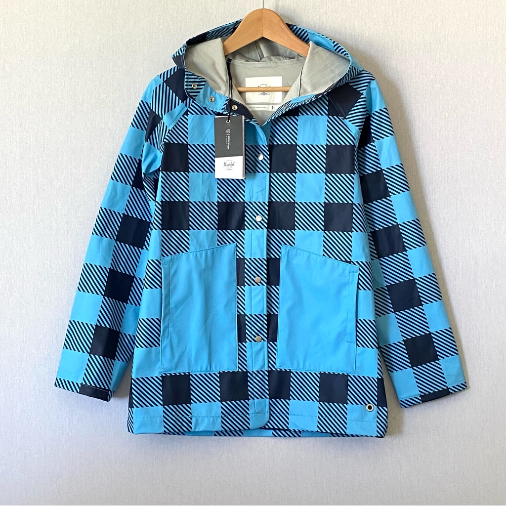 Herschel Rain Coat In Blue Check